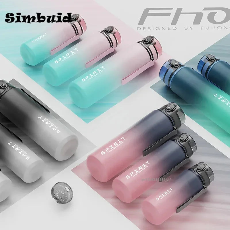 500Ml/650Ml/1000Ml Sports Water Bottle Leak Proof Colorful Plastic Cup Drinking for Outdoor Travel Portable Gym Fitness Jugs
